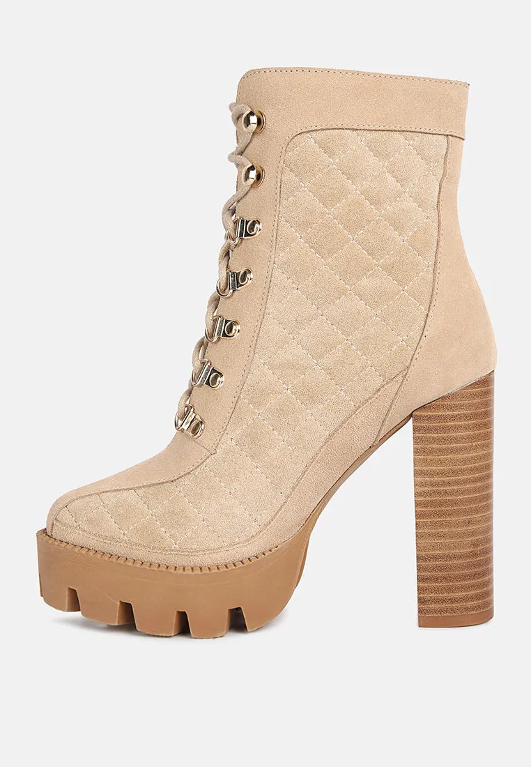 Yoko Fine Suede Quilted Ankle Boots By Ruw