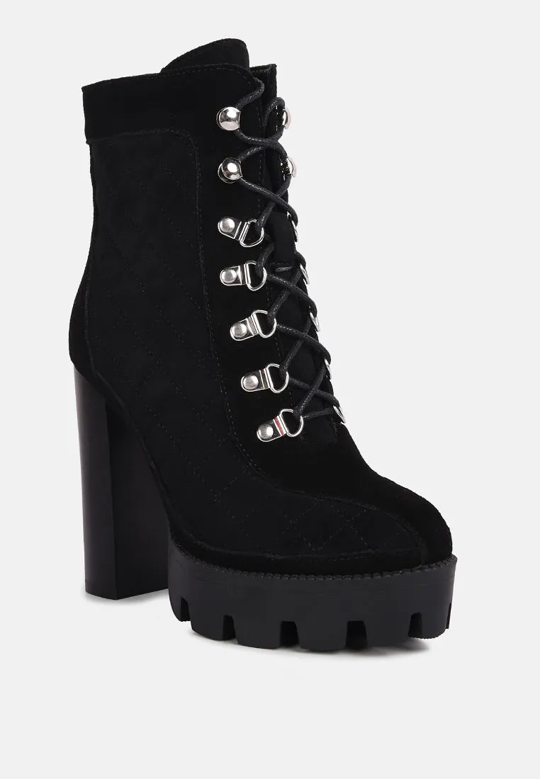Yoko Fine Suede Quilted Ankle Boots By Ruw