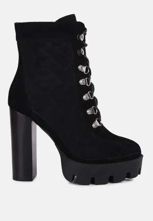 Yoko Fine Suede Quilted Ankle Boots By Ruw