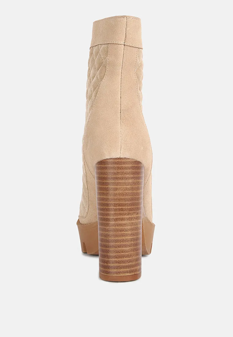 Yoko Fine Suede Quilted Ankle Boots By Ruw