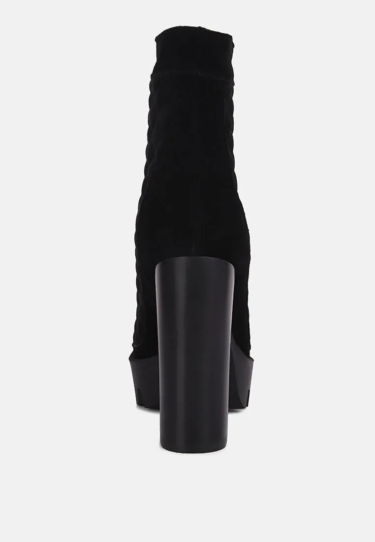 Yoko Fine Suede Quilted Ankle Boots By Ruw