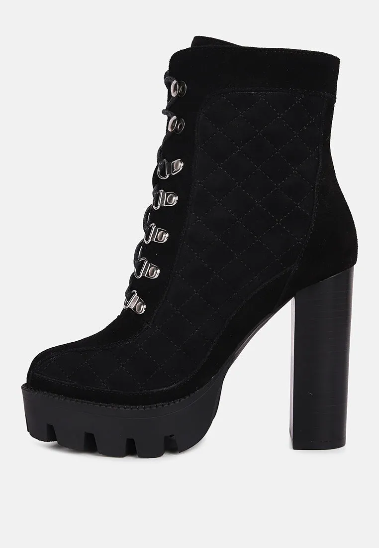 Yoko Fine Suede Quilted Ankle Boots By Ruw