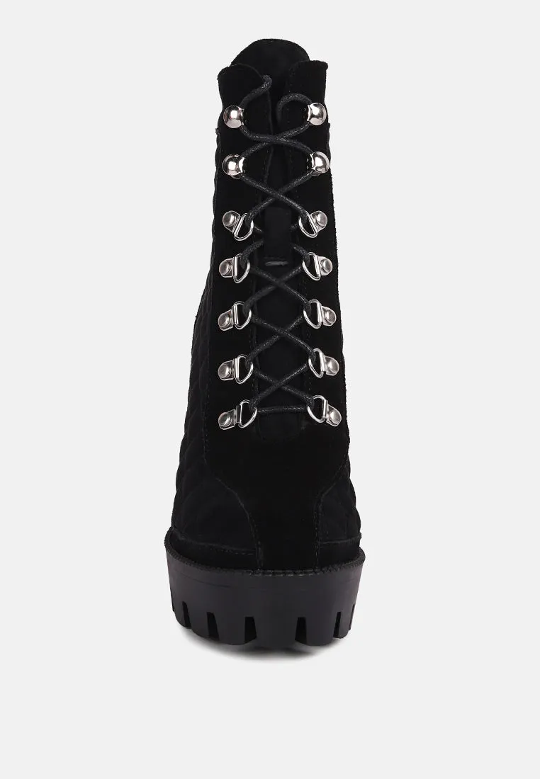 Yoko Fine Suede Quilted Ankle Boots By Ruw