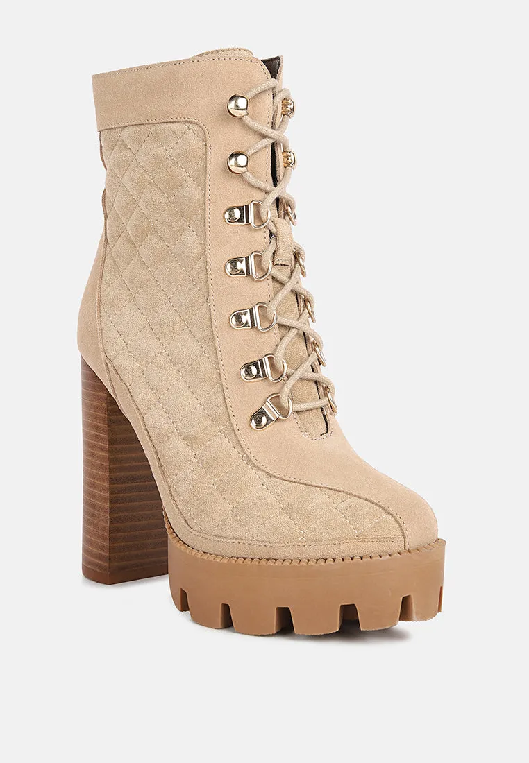Yoko Fine Suede Quilted Ankle Boots By Ruw