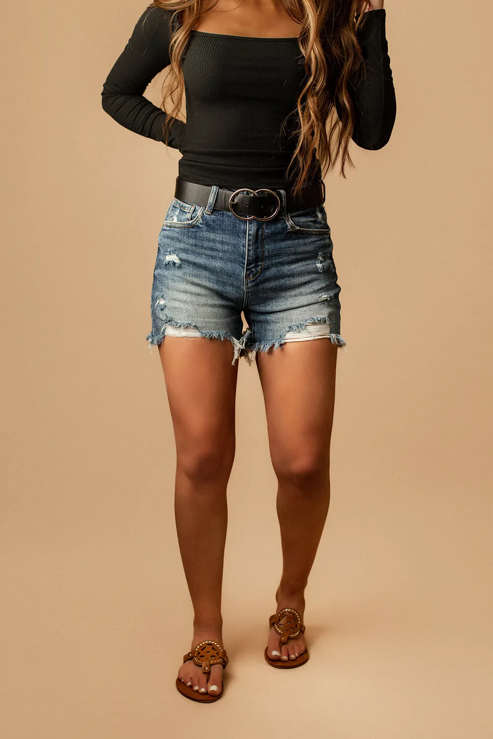 Zara High-Rise Distressed Denim Shorts
