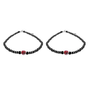 Zarkan 925 Silver Red Eye Nazaria Anklet With High Quality Marcasite Stones