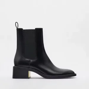 Zinnia Round Toe Chunky Heel Boots