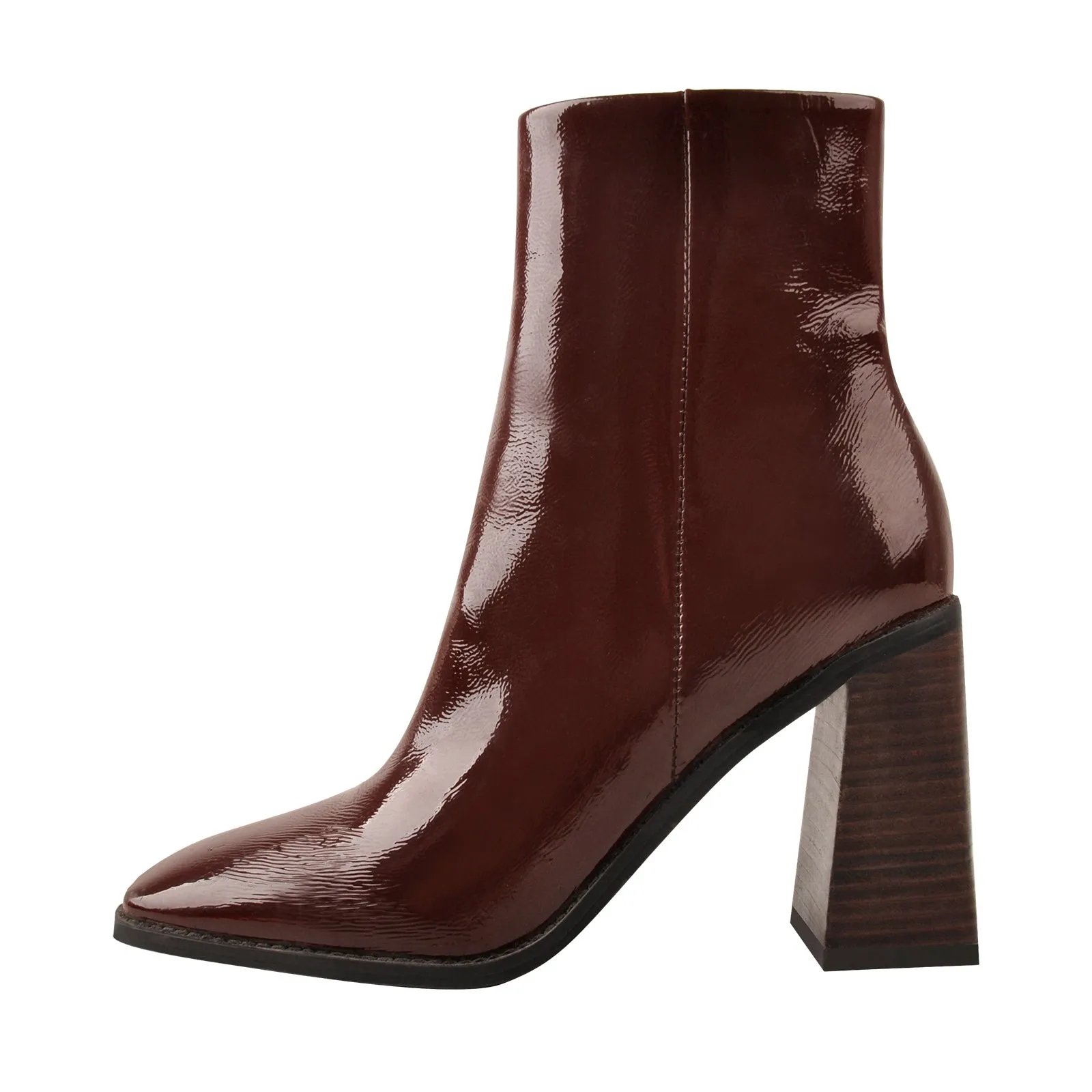 Zipper Square Toe Chunky Heel Boots