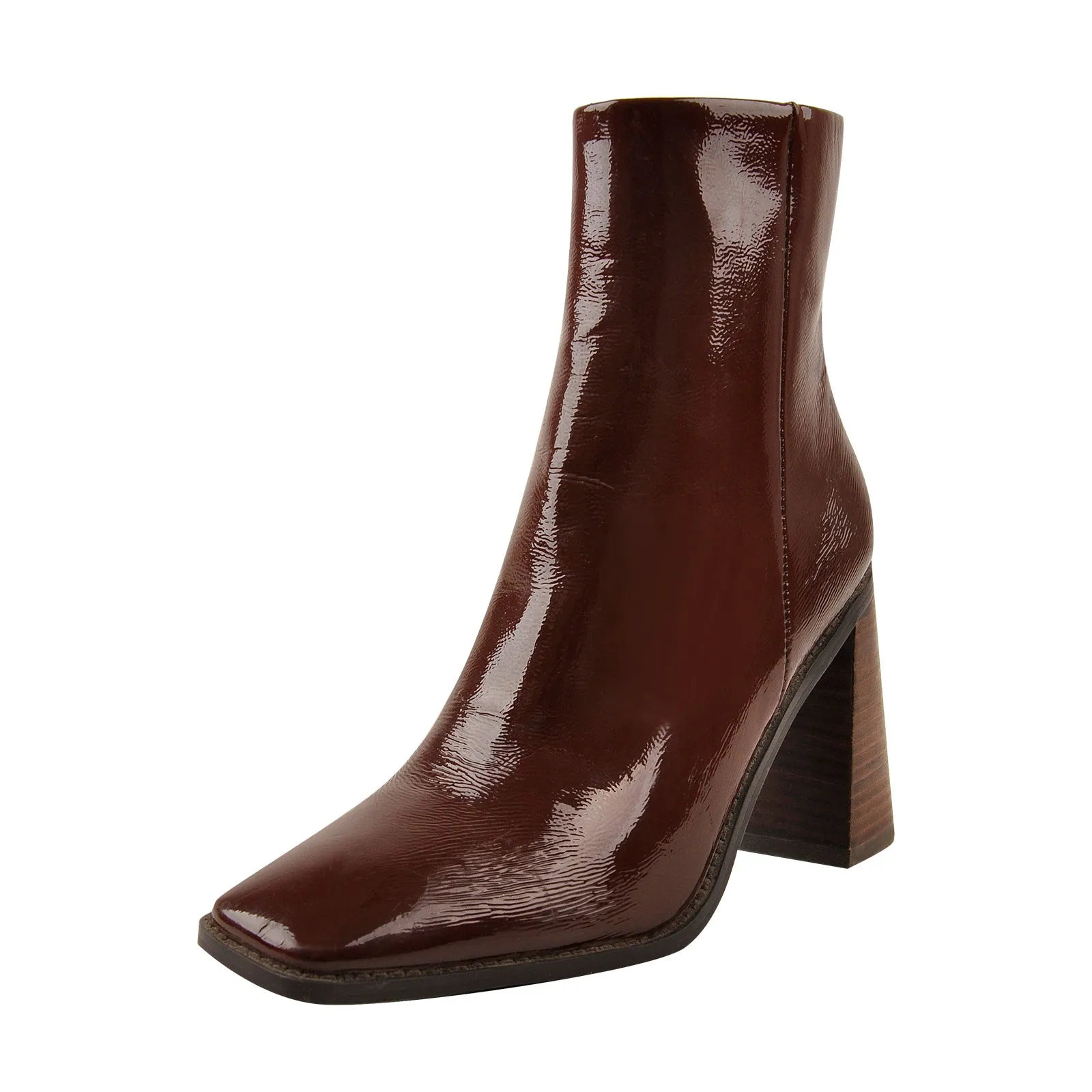Zipper Square Toe Chunky Heel Boots