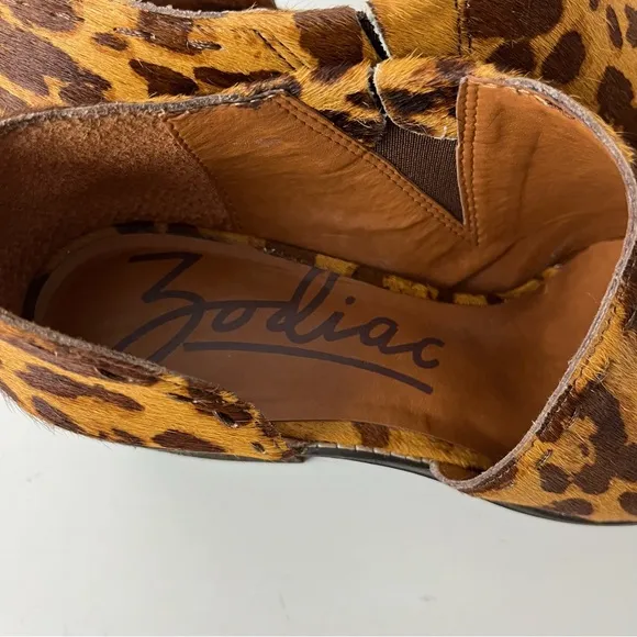 Zodiac Maddie Shooties Leopard Print Calf Hair Block Heel Ankle Bootie Boots