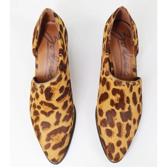 Zodiac Maddie Shooties Leopard Print Calf Hair Block Heel Ankle Bootie Boots