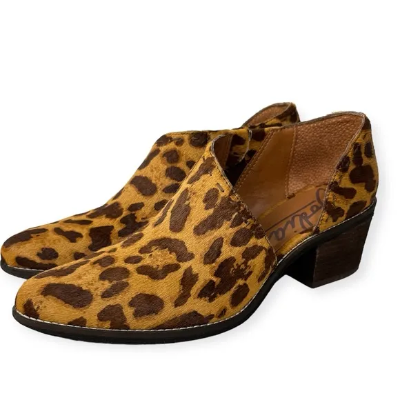 Zodiac Maddie Shooties Leopard Print Calf Hair Block Heel Ankle Bootie Boots