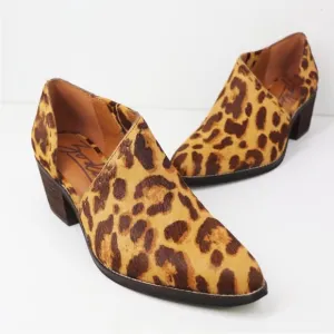 Zodiac Maddie Shooties Leopard Print Calf Hair Block Heel Ankle Bootie Boots